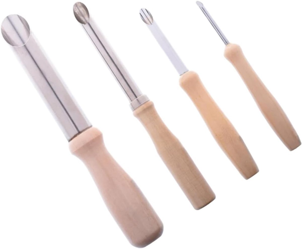 Klei Perforator Set - Aardewerk Gereedschap - Keramiek Vormgeven - Massief Houten Handvat - 8 Delig - Diverse Kleuren
