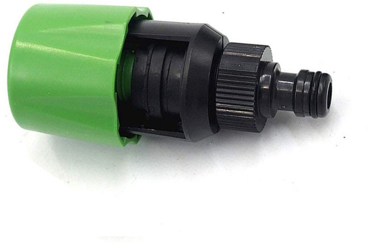Allecto - Water Tap Adapter - Keuken Kraan Adapter - Snelle Aansluiting - Groen - Tuinslang Connector - Geschikt voor Binnen en Buiten - 34mm x 43mm
