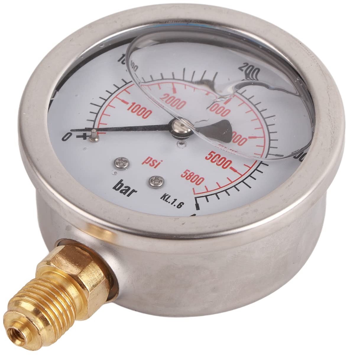 Dailygoods- Drukmeter Set - 0~400 BAR/6000PSI Meter - M16x2-BSP1/4 Aansluiting - 1,5 m Slang - Schokbestendig - Chemisch Bestendig - Hydraulische Drukmeter