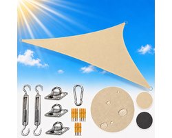 Schaduwdoek Driehoek 3.6 x 3.6 x 3.6 m - UV Blok 90% - Zonnezeil Waterdicht - Zonwering Doek - Schaduwdoek 3x3x3 - Shade Sail - Beige - Silvergear