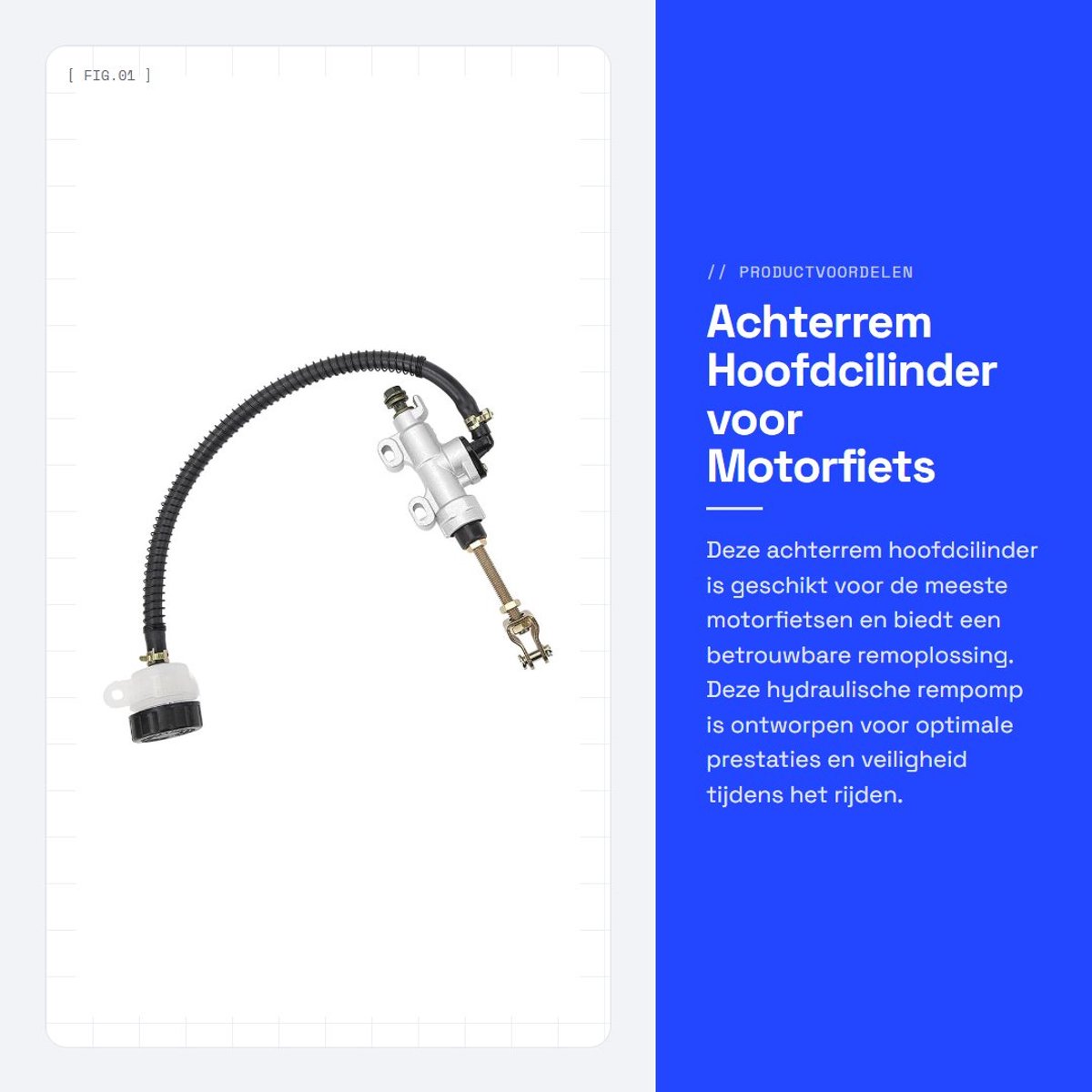 Dailygoods- Achterrem Hoofdcilinder Zilveren Hydraulische Rempomp - Voetrempomp - Geschikt voor Motorfietsen - Aluminiumlegering - Kwaliteitsborging - Snelle Levering