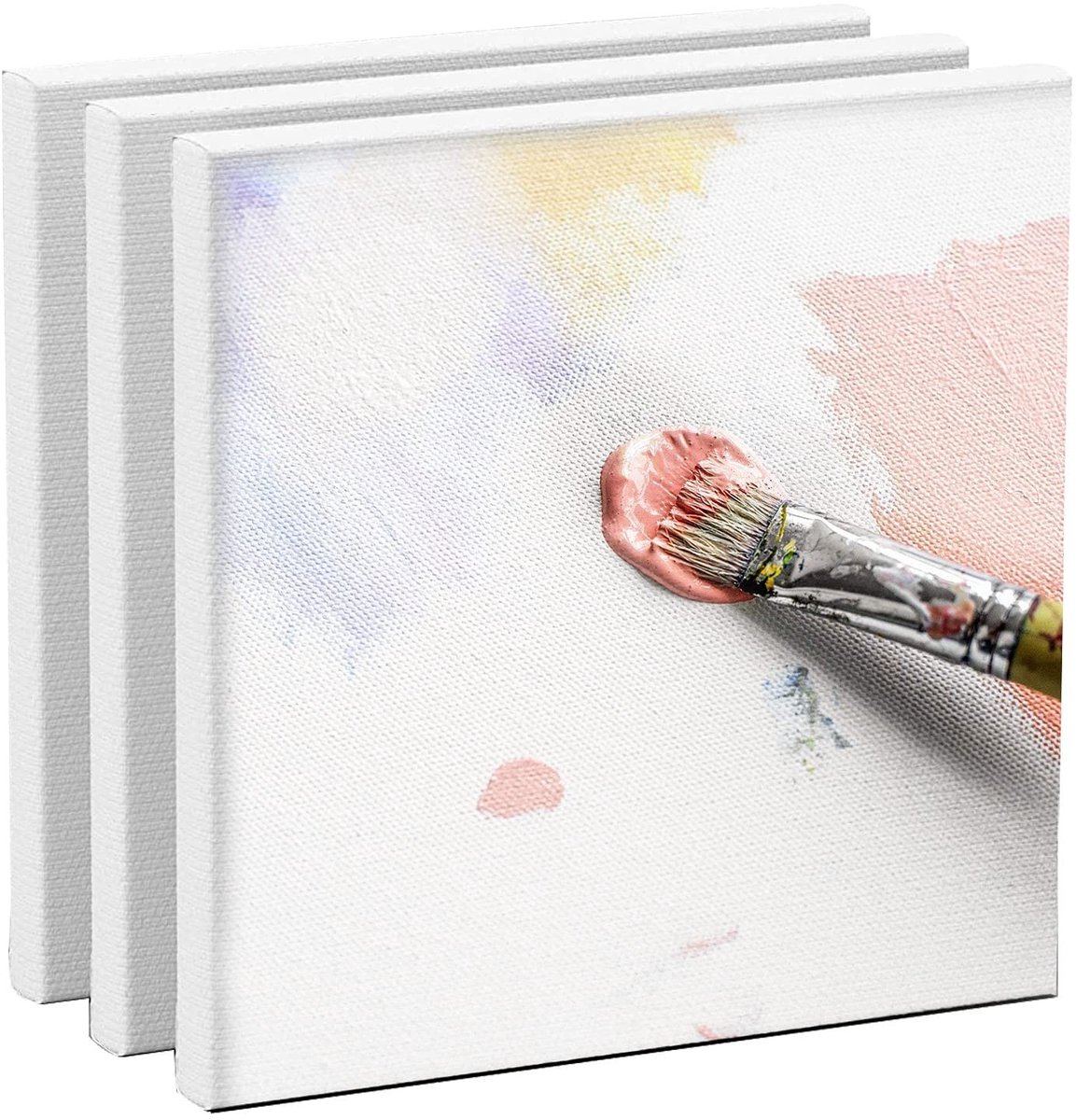 Dailygoods- Canvas Set 3 Stuks - 20 x 20 cm - Zuurvrij Katoen - Professioneel en Hobby - Ideaal voor Acrylverf/Olieverf - Voorgespannen Panelen - Schilderdoek