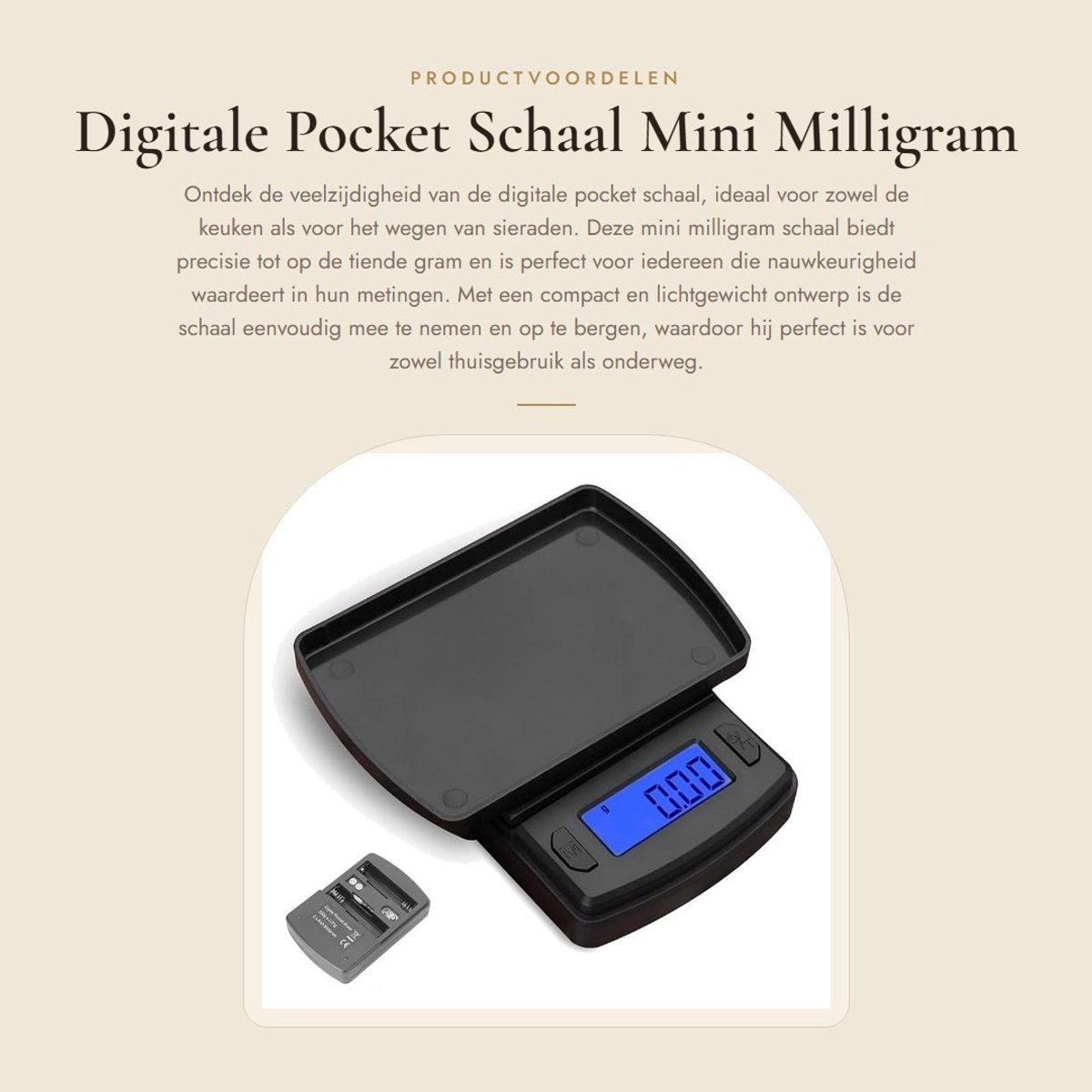 Dailygoods- Digitale Schaal 500g/0.01g - Draagbare Mini Schaal - LED Display - Keuken/Sieraden - Hoogwaardig ABS - Lichtgewicht en Duurzaam - Weegschaal