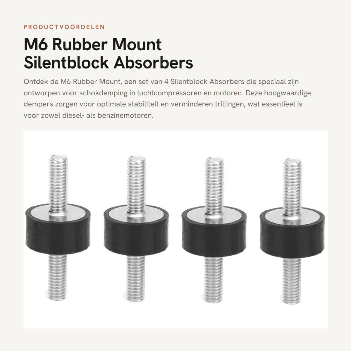 Dailygoods- Rubber Mount - 4 Stuks Trillingsdempers - Schokdemper voor Luchtcompressoren - Geluidsreductie - Stabiliteit - Dynamische Prestaties - Trillingsdemper