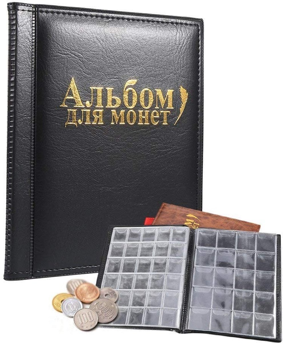 Dailygoods- Muntenalbum Hoogwaardige PU-hoes - 10 Pagina's - Geschikt voor Munten/Jetons - Afmetingen 21,5x17x1 cm - Gewicht 270 gr - Nieuw - Muntenverzameling