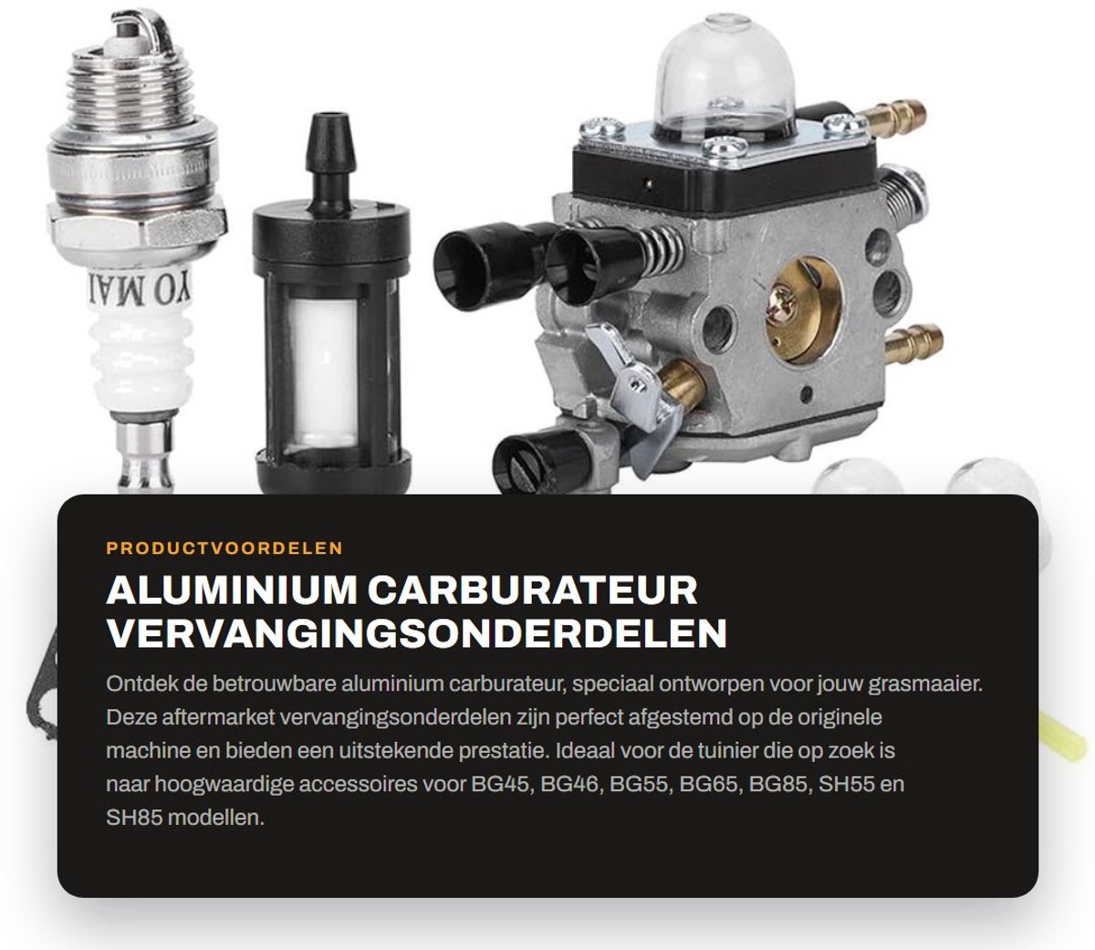 Dailygoods- Carburateur Aftermarket Vervangingsonderdelen - Aluminium - Geschikt voor BG45/BG46/BG55/BG65/BG85/SH55/SH85 - Duurzaam - Eenvoudig te installeren - Betrouwbare prestaties - Grasmaaier Carburateur