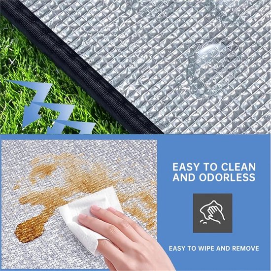 Kampeer mat - Isolatie deken - Buiten slapen - Dubbelzijdig waterdicht - 2x2 meter - Aluminium — afbeelding 5