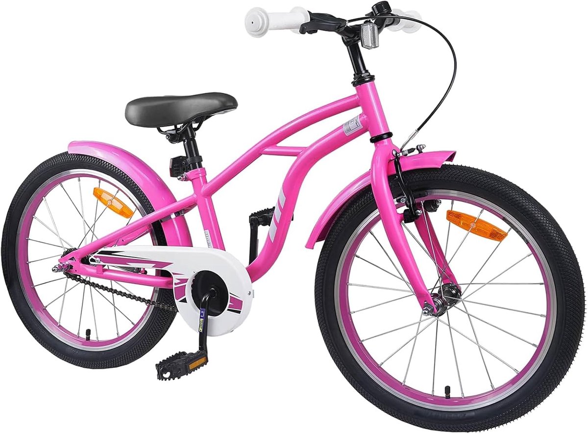 Kinderfiets - Jongensfiets Meisjesfiets - Vrije Tijd - Groeibegeleidende Aanpassing - 20 inch - Donkerroze