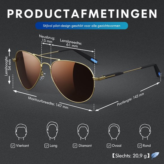 Solidchoice- Zonnebril Heren Gepolariseerd - UV-bescherming - Piloot - Gespiegelde Lenzen - Reflecterend - 100% Bescherming UVA/UVB - Zonnebrillen van Solidchoice — afbeelding 4