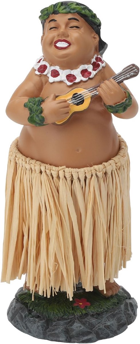 Allecto - Hawaïaanse danseresauto - Wiebelhoofd figuur - Hoogwaardige decoratie - 6,5 cm - Dashboardpop - Perfect voor kantoor en auto
