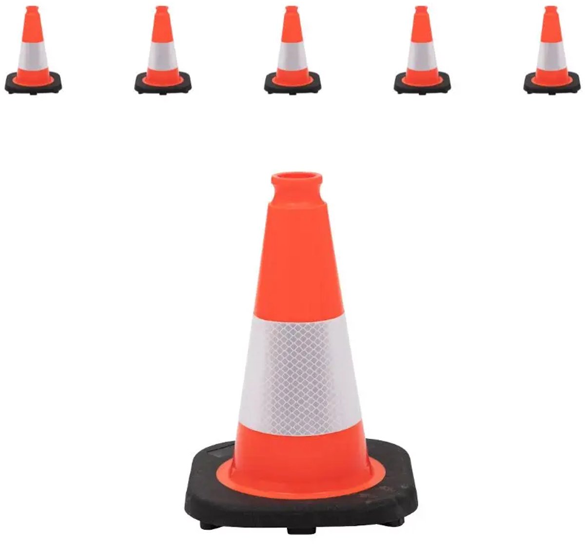 Ri-Traffic verzwaarde flexibele verkeerskegel - reflectieklasse 2 | 30 cm | 5 stuks
