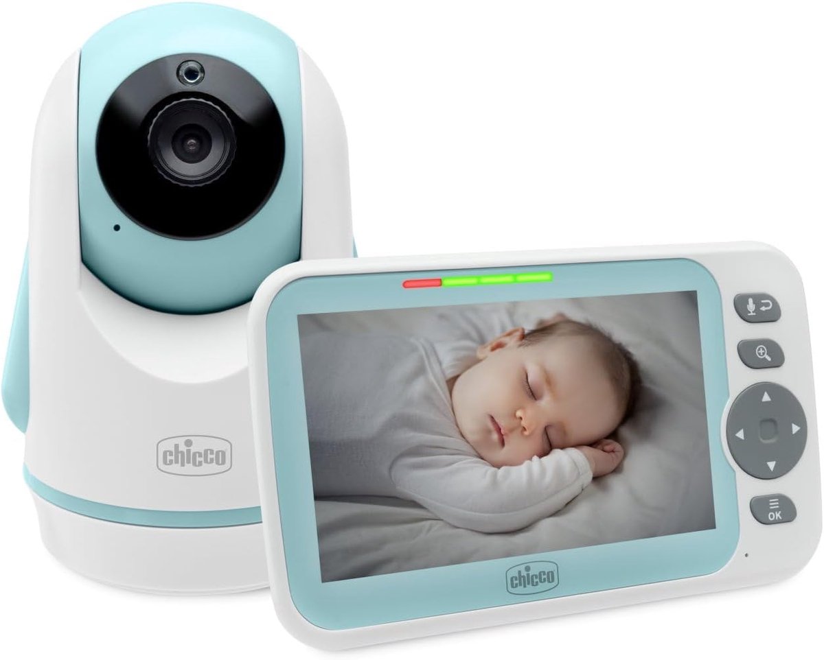 Babyfoon Met Camera - Videobabyfoon Monitor - Baby Bewaken - Roterende Camera - 220 Meter Bereik - Wit Blauw