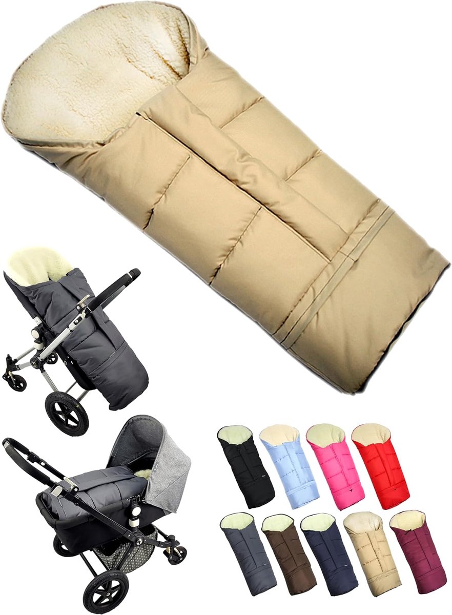 Voetenzak Kinderwagen - Buggy Slee - Warm Blijven - Aanpasbare Lengte - 90-110 cm - Beige