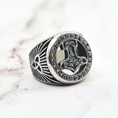 Mei's - Viking Thunder Runes - ring heren - Mjolnir - RVS zilver - ringmaat 55 mm