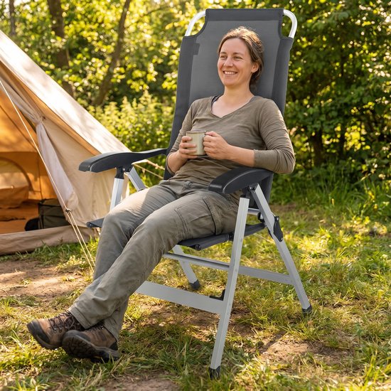 Happy Rhino - Campingstoel Vanoise - Vouwstoelen - Grijs - 4,3kg - Textileen - 41 x 4.3 x 47 cm van Merkloos — afbeelding 5
