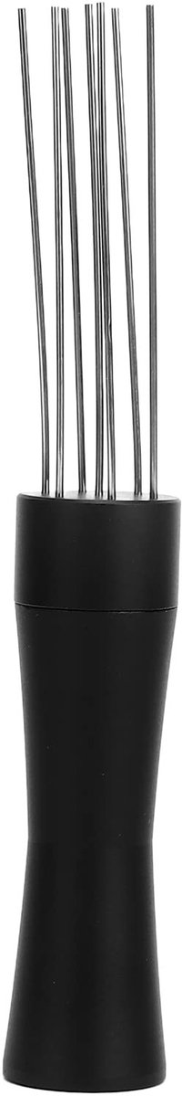 Dailygoods- Koffieroerder Roestvrij Staal - Koffiedistributietool - Koffiepoeder Verdeler - Duurzaam Ontwerp - 13x2cm - Zwart - Koffiedistributeur