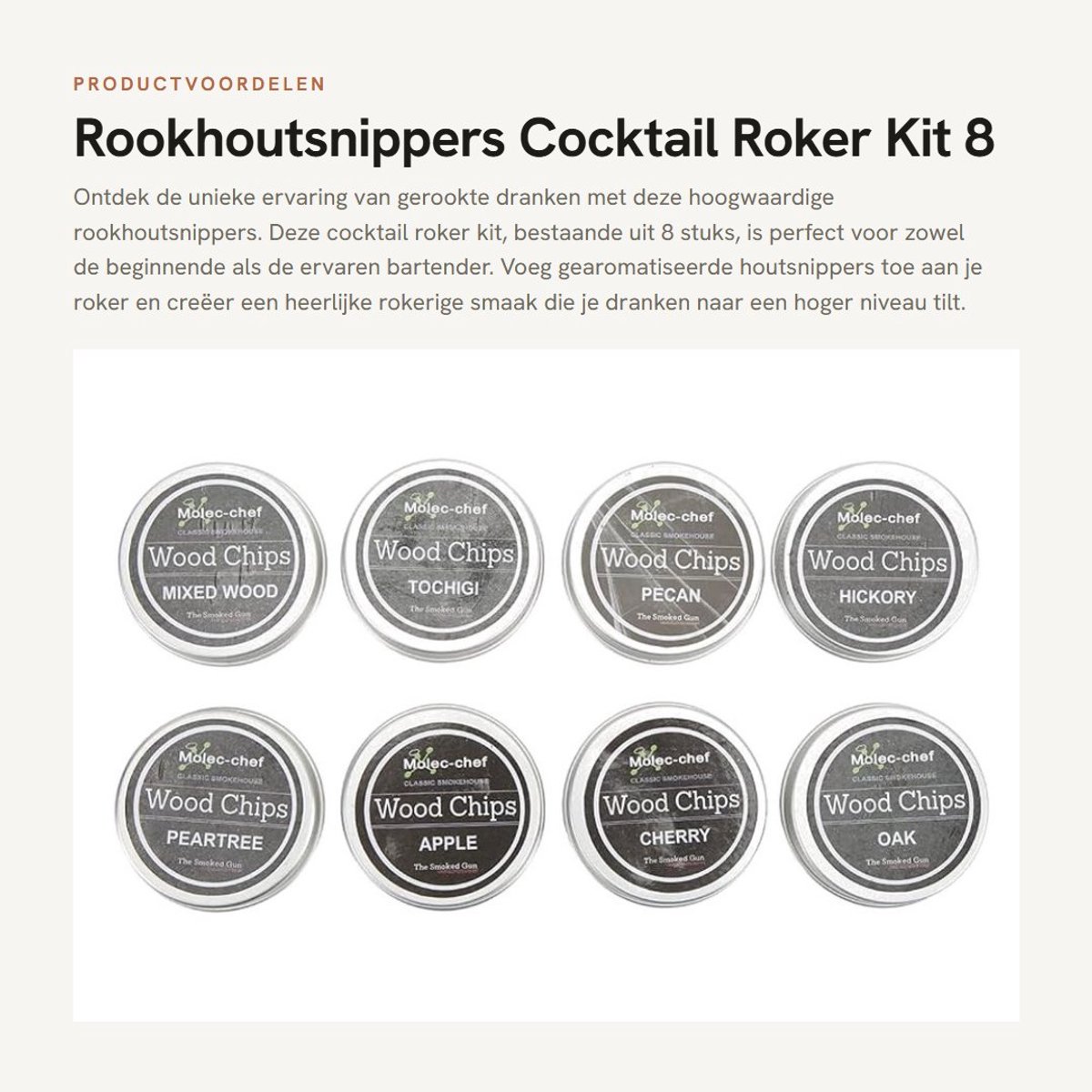 Dailygoods- Rookhoutsnippers 8 Stuks - Cocktail Roker Kit - Aangenaam Rokerig Aroma - Eiken Houtsnippers - Handgemaakt - Snel Rook binnen 10 Seconden