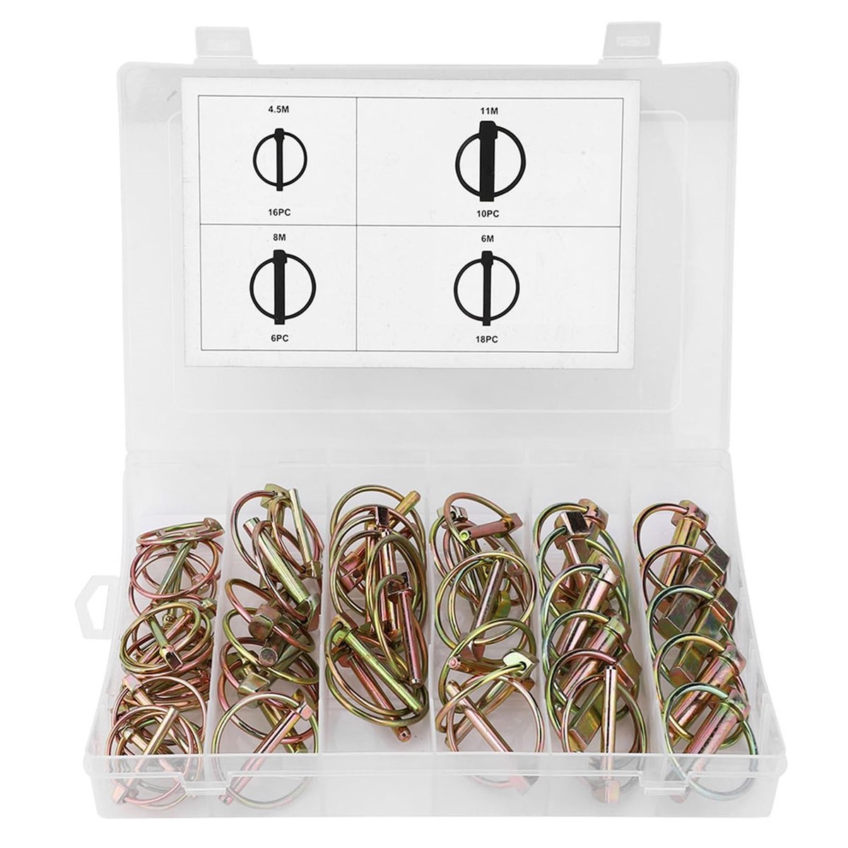 Solidchoice - Dailygoody - Lynch Pin Assortiment Kit - 50-delige Set - Veiligheidspennen voor Landbouw - Stalen Ringvormig - Geschikt voor Tractoren - Inclusief Div...