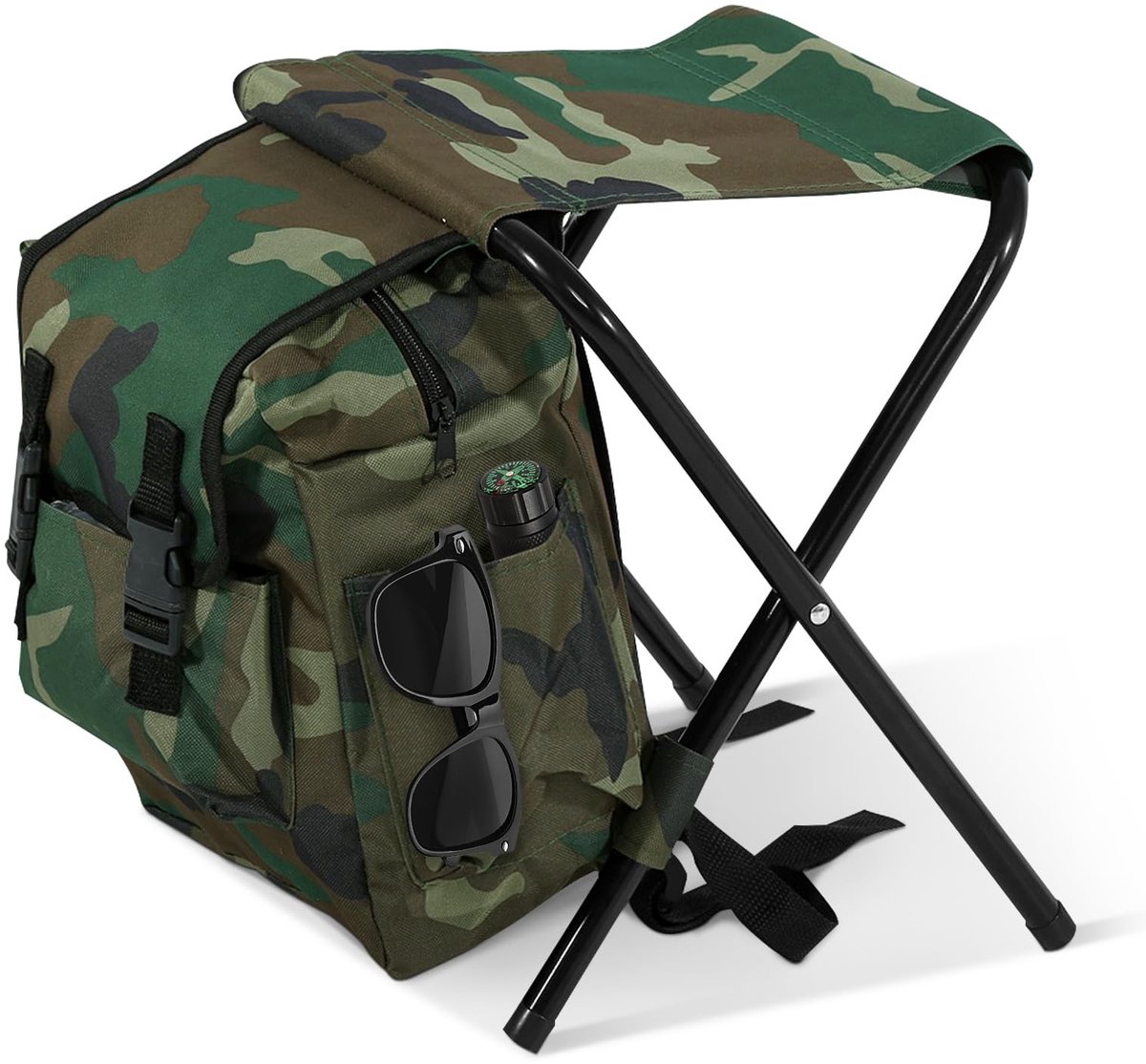 Dailygoods- Campingstoel Opvouwbaar - Draagbare Kruk - Ultralicht - Stalen Buis - Oxford-Stof - Grote Opbergtas - Opvouwbare Kruk