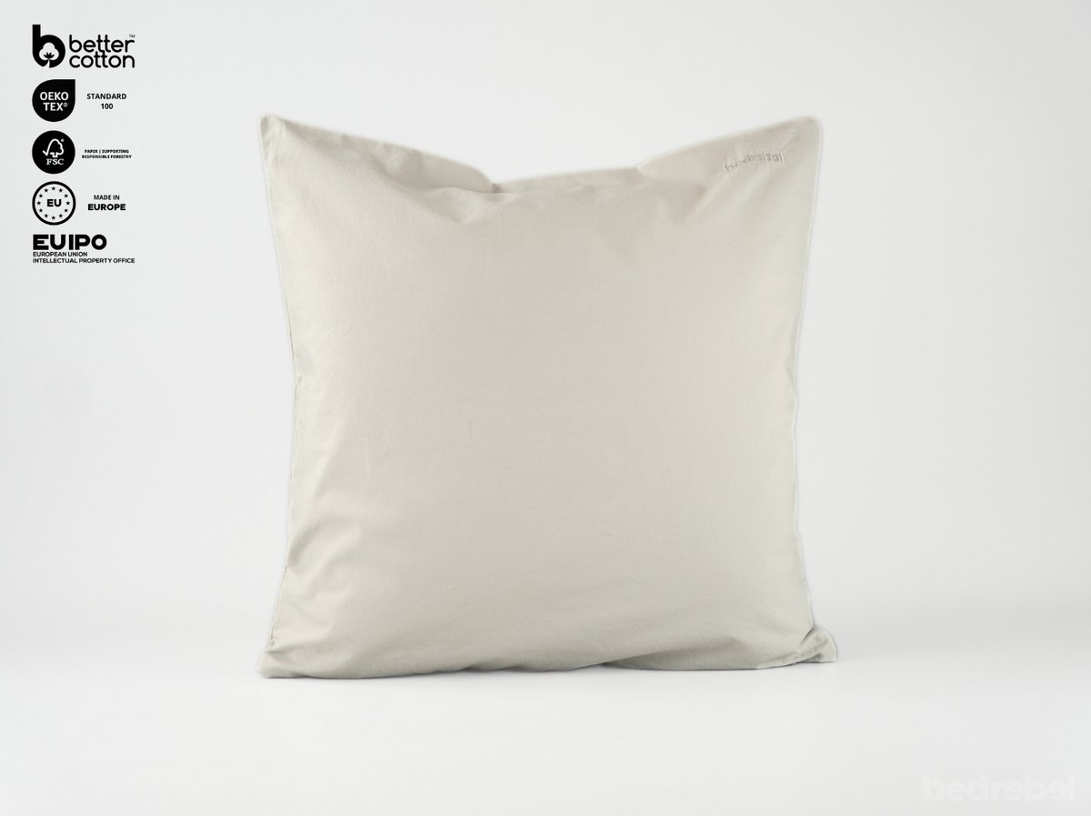 Bedrebel - Kussensloop - 100% katoen percale - beige - Ivory beige - ritssluiting - 50x60 cm