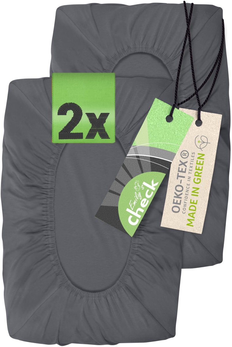 Dailygoods- Spanhoezen Set van 2 - Gezondheidskussen - Katoen/Elastaan - Dubbel gestikt - Wasbaar 60 °C - Aangenaam zacht slaapcomfort - Kussenslopen