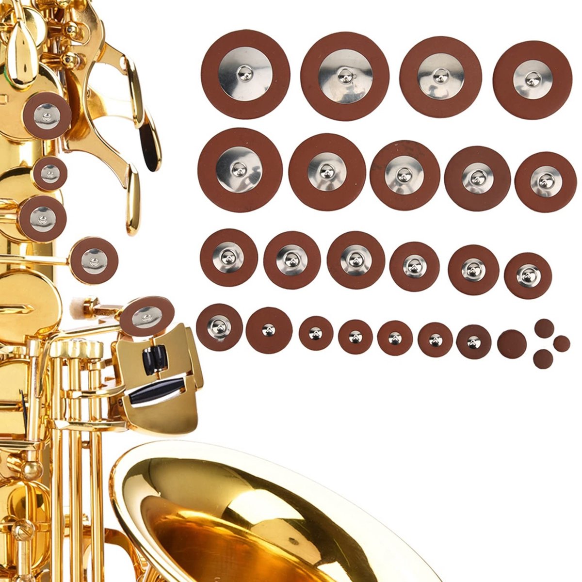 Dailygoods- Tenorsaxofoon Pad Hoogwaardige Lamsleer - Vervangingsset - 26 Stuks - Duurzaam - Eenvoudig te Gebruiken - Voorkomt Vochtschade - Saxofoon Pads