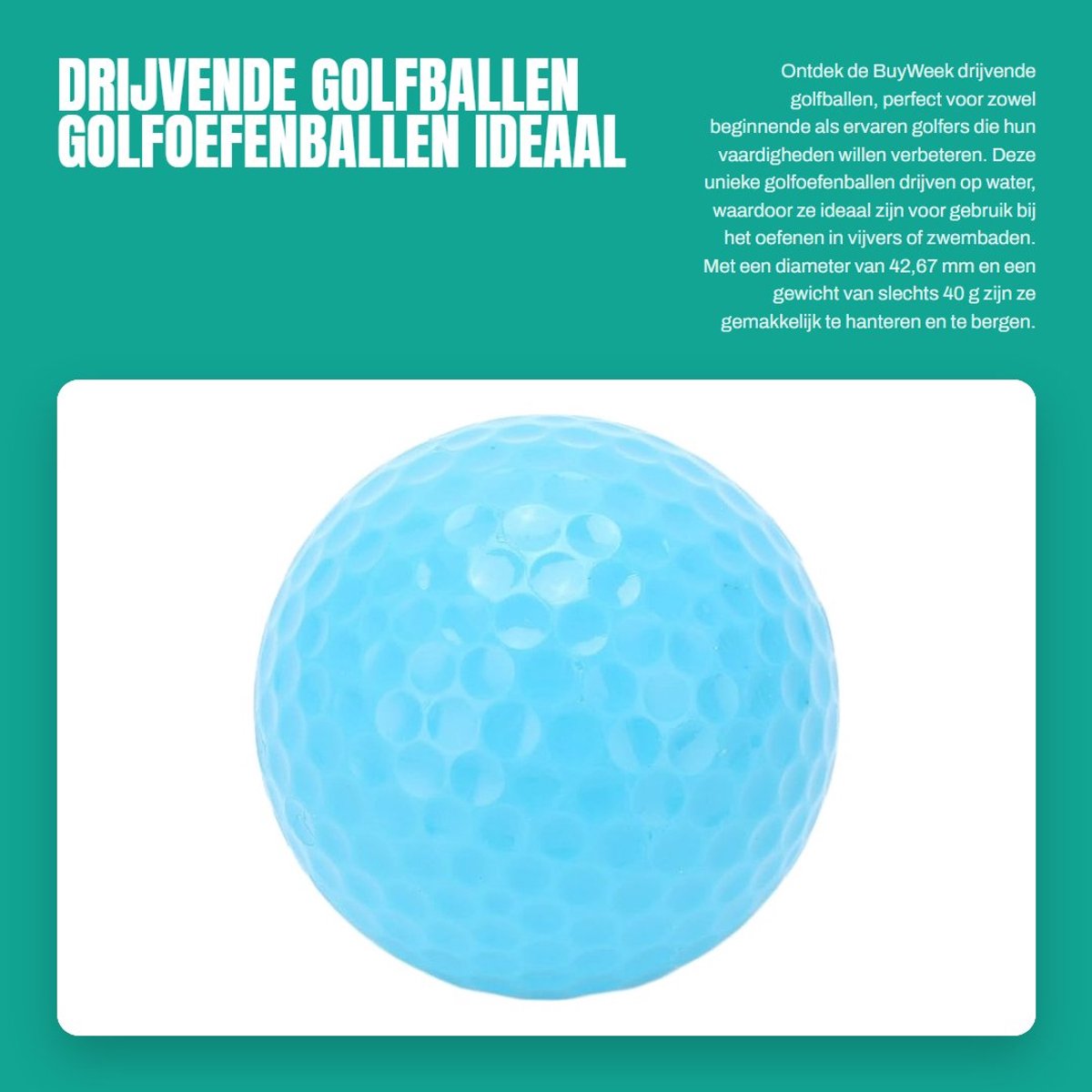 Dailygoods- Drijvende Golfballen - 2 Lagen - Golftrainingsballen - Buitensport - Waterdicht - Gewicht 40 g - Diameter 42,67 mm