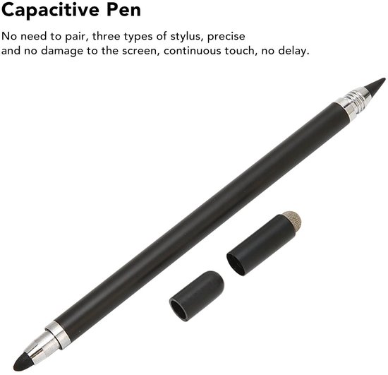 Dailygoods- Styluspen 3-in-1 - Universele Stylus met Fijne Punt - Zeer Gevoelige Touchscreen-Styluspen - 2 Vezelpunten - Aluminiumlegering - Voor Tablets en Mobiele Telefoons - Touchscreenpen — afbeelding 3
