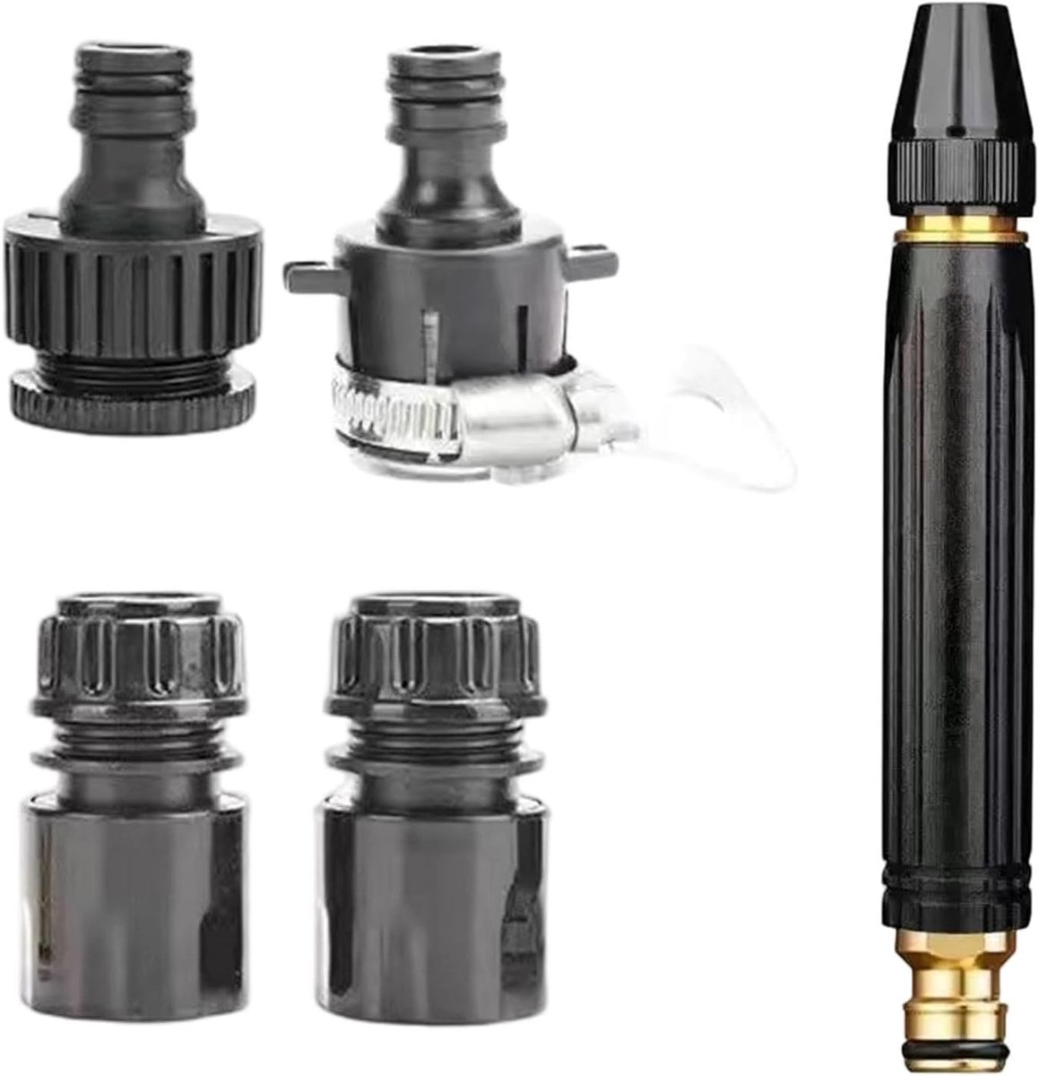 Hogedruk Slangsproeier - Watersproeier Tuinslang - Auto Wassen - Ingebouwde Booster - 18 x 8 x 4 cm - Grijs
