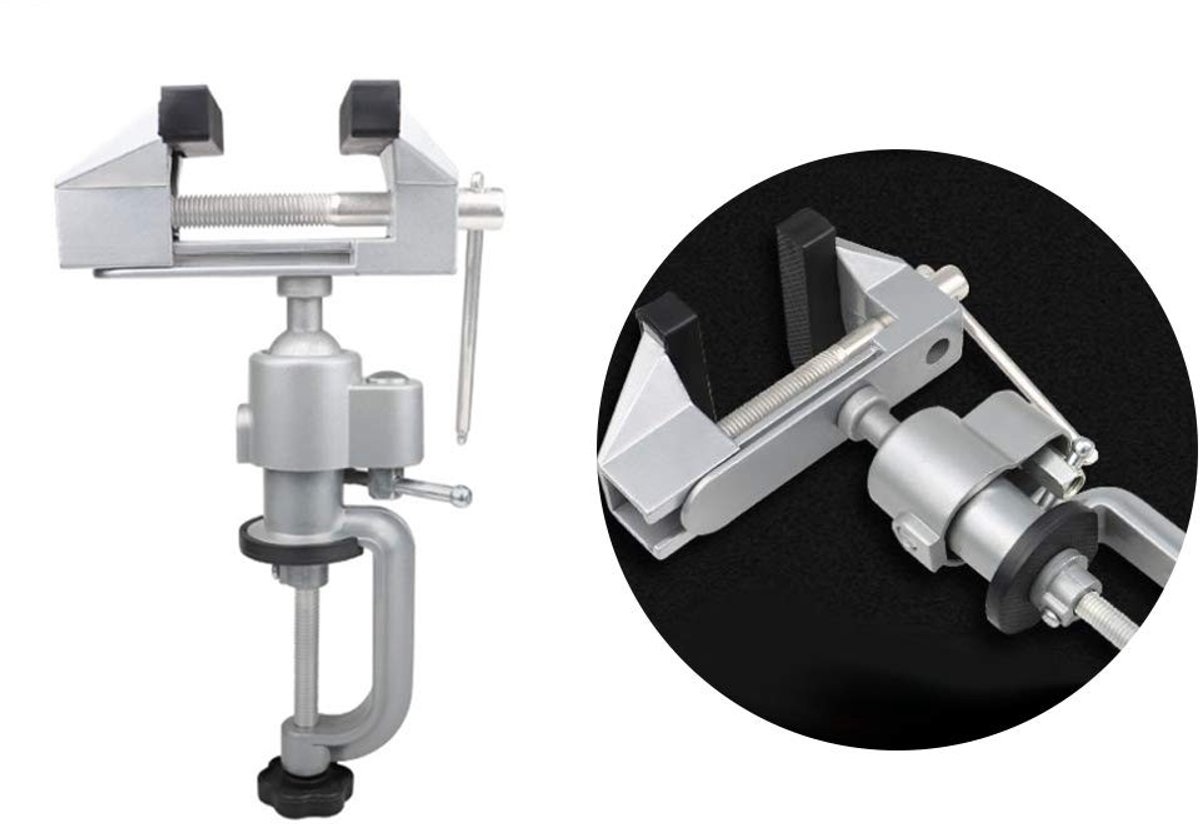 Dailygoods- Tafelklem Mini - DIY Klem voor Reparaties - Modelleren - Schilderen - Lijmen - 360 Graden Draaibaar - Keelcapaciteit 61 mm