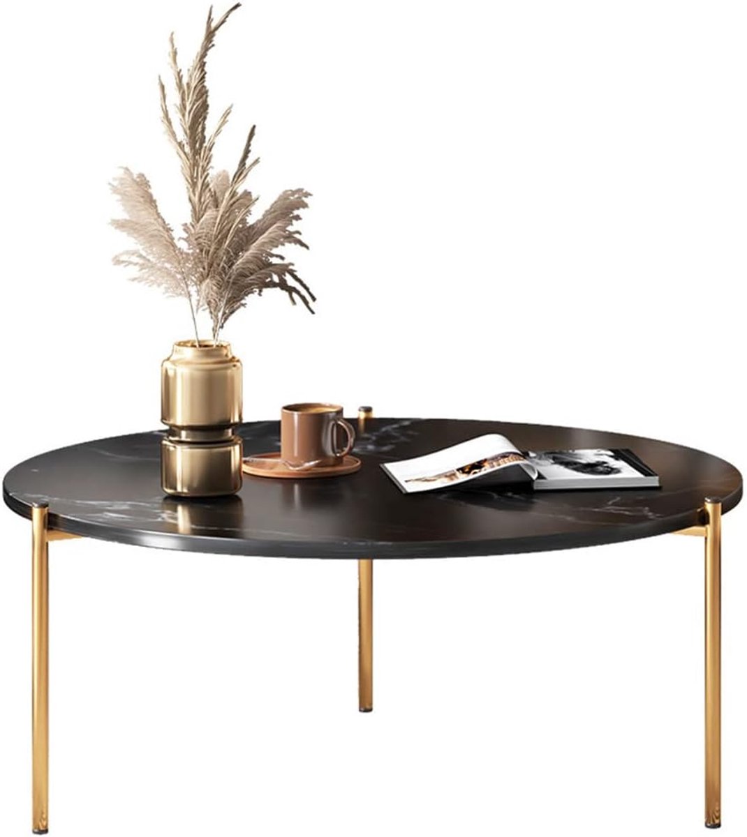 Salontafel - Bijzettafel Hout - Woonkamer Inrichten - Ovaal Houten Blad - 60x60x40cm - Zwart