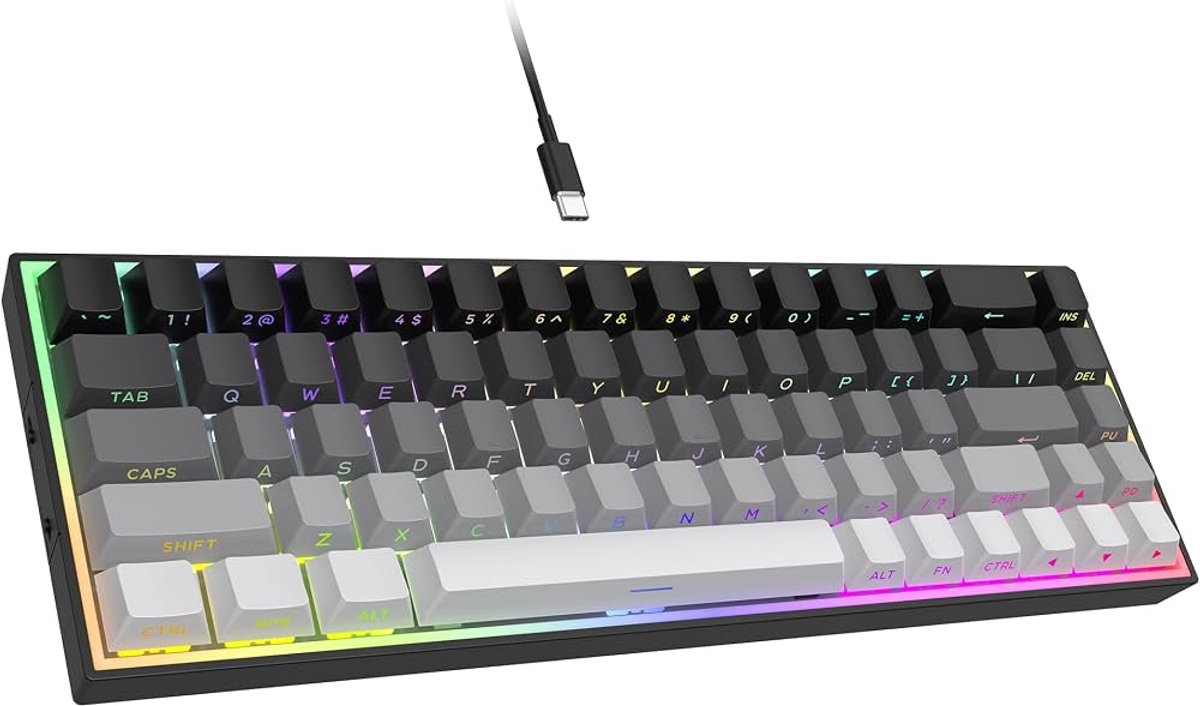 Zolveisa CX68A Gijs Mechanisch Gaming Toetsenbord – 65% 68 Toetsen – Hot-Swappable Blue Switches – RGB – USB-C – QWERTY