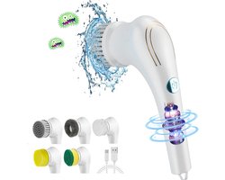 Elektrische draadloze Reinigingsborstel - 360 graden draaibaar - 5 verwisselbare borstelkoppen - IPX7 waterdicht - spin scrubber reiniging - keuken tegels badkamer