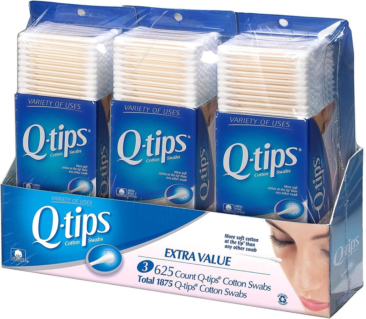 Katoenen Swabs - Wattenschijfjes - Cosmetische Toepassingen - Extra Zachte Katoenpunt - 1875 Stuks - Wit