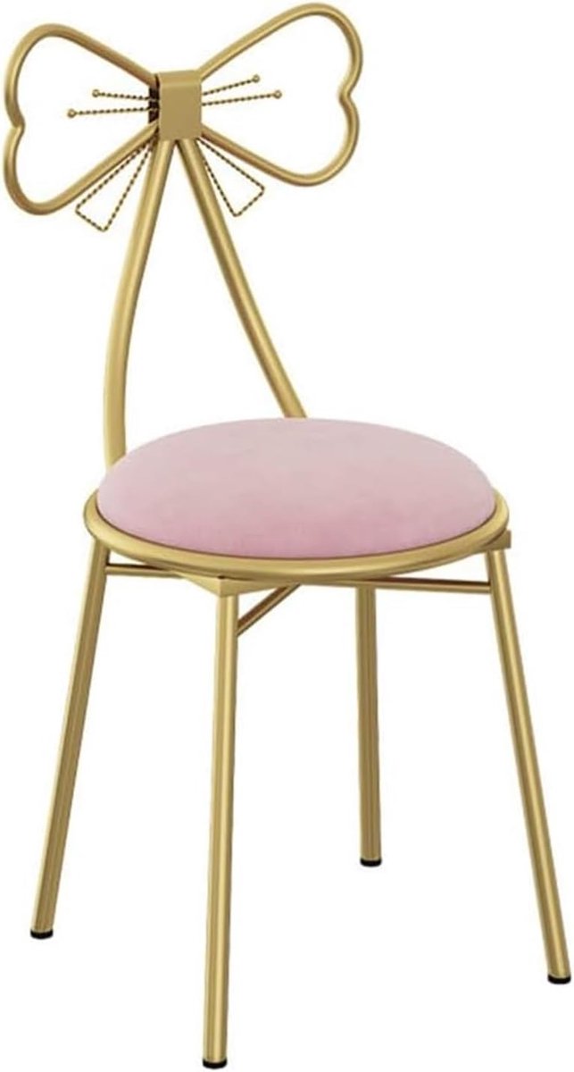 Vlinderstoel - Kaptafelkruk - Make-up Zitten - Smeedijzeren frame - 35 x 80cm - Roze