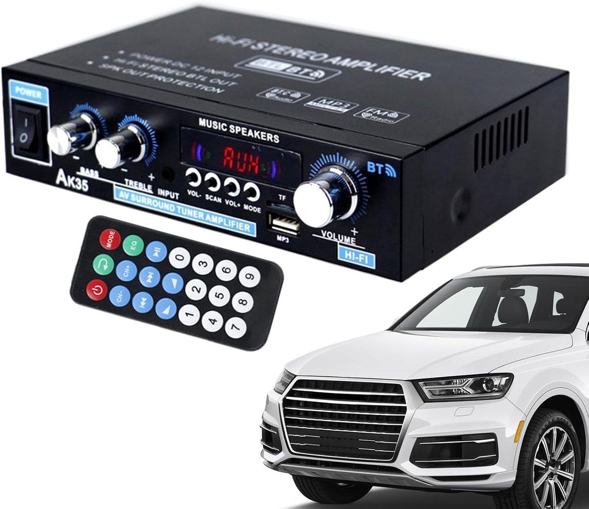 Audio Versterker - Stereo Hifi Speler - Muziek En Film - Draadloze Connectiviteit - 20x17x7 cm - Zwart