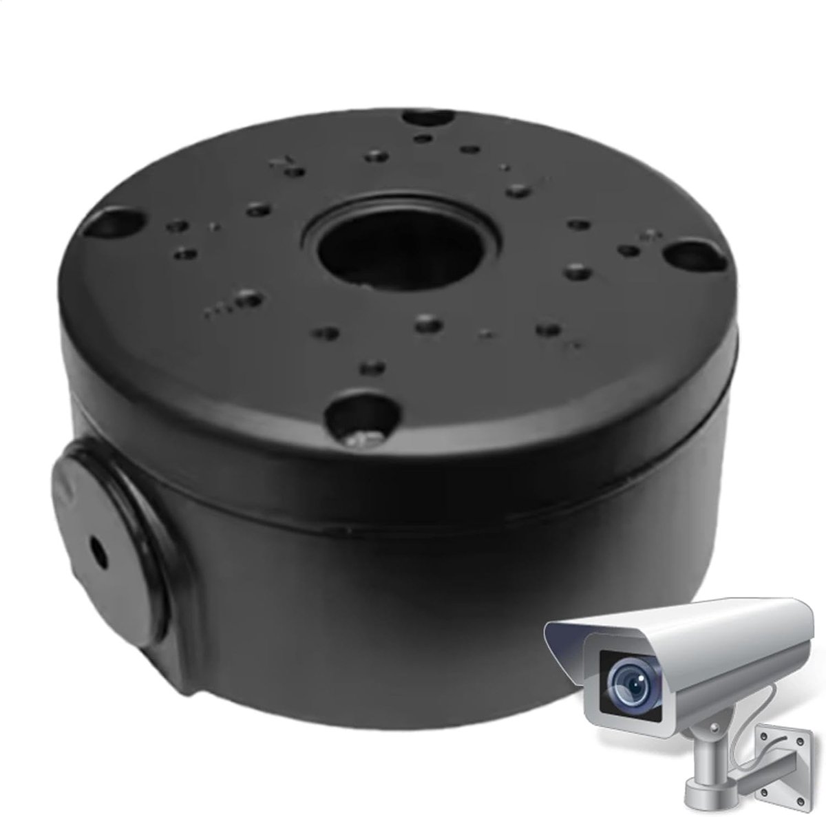 Camera Montagebox - Kabeldoos Behuizing - Veilige Bevestiging - Verstelbare Hoek - 12 x 12 cm - Zwart