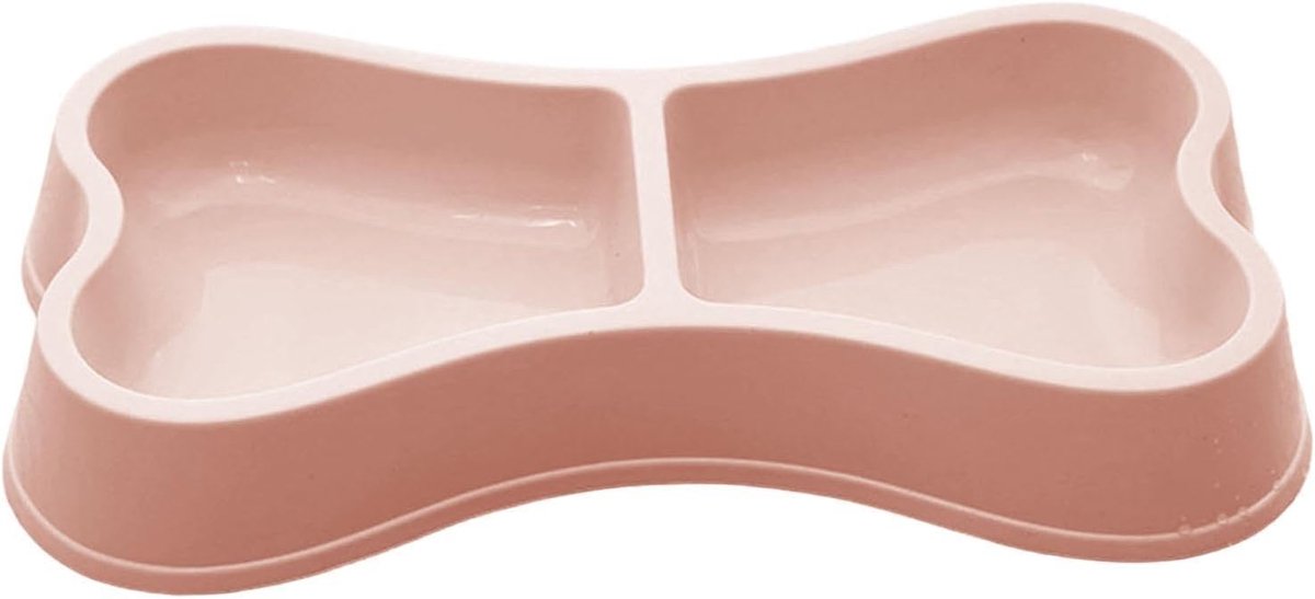 Honden Voerbak - Dubbele Bak - Veilig Eten - Verbrede Anti-slip Basis - 27x16x7 cm - Roze