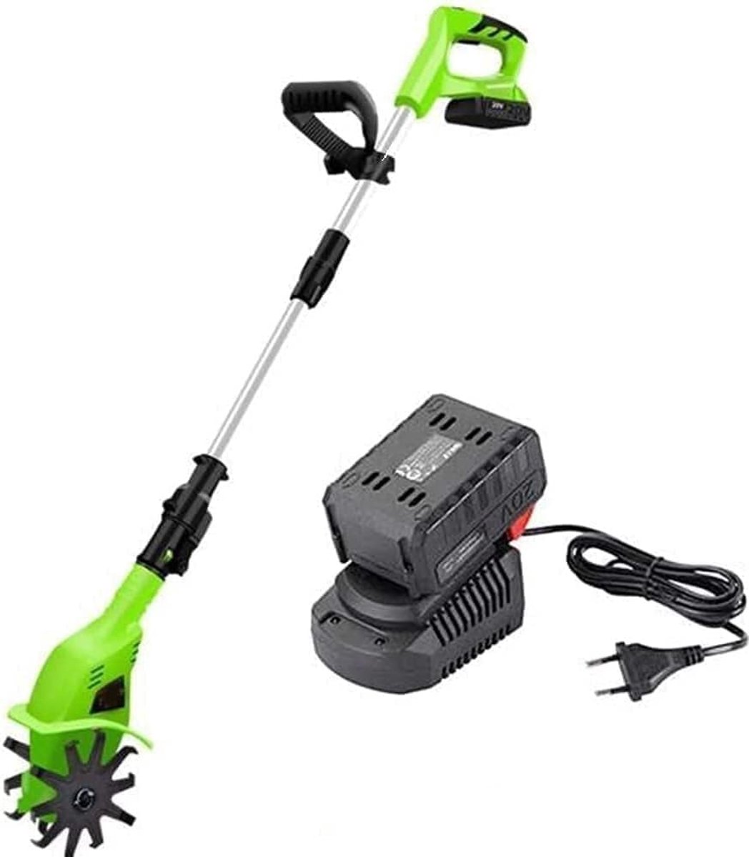 Snoerloze Cultivator - Elektrische Tuinfrees - Bodem Bewerken - Verstelbare Handgreep - 10cm Werkbreedte - Zwart