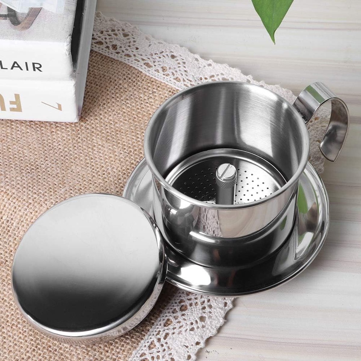 Koffiezetapparaat Pot Druppelfilter Koffiezetter Verse Koffie Maken Afneembaar Ontwerp Compact Formaat Zilver
