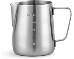 Melkopschuimer Kan - Opschuimkan RVS - Koffie Maken - Dubbele Schaal - 300ml - Zilver