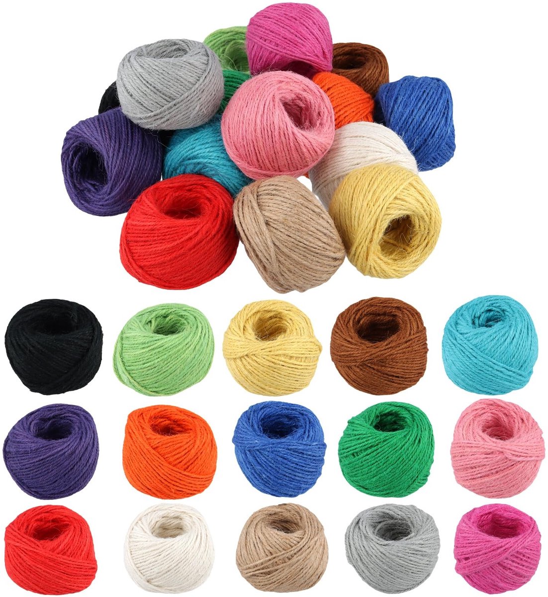 Dailygoods - 30 Rollen Jute Touw, 2 mm x 25 m voor Doe-Het-Zelf Projecten en Woondecoratie