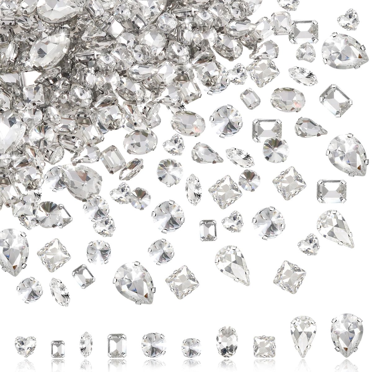 Dailygoods- Strass-steentjes set 100 stuks - Zelfklevend - Glazen steentjes - Voor naaien/kleding - Decoratie - Glinsterend design - Decoratiesteentjes