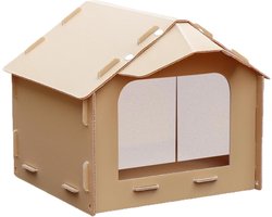 Kattenvoederhuisje Buiten - Voederstation Zwerfkatten - Beschermd Voeren - Weerbestendig Hellend Dak - 51x50x42cm - Grijs