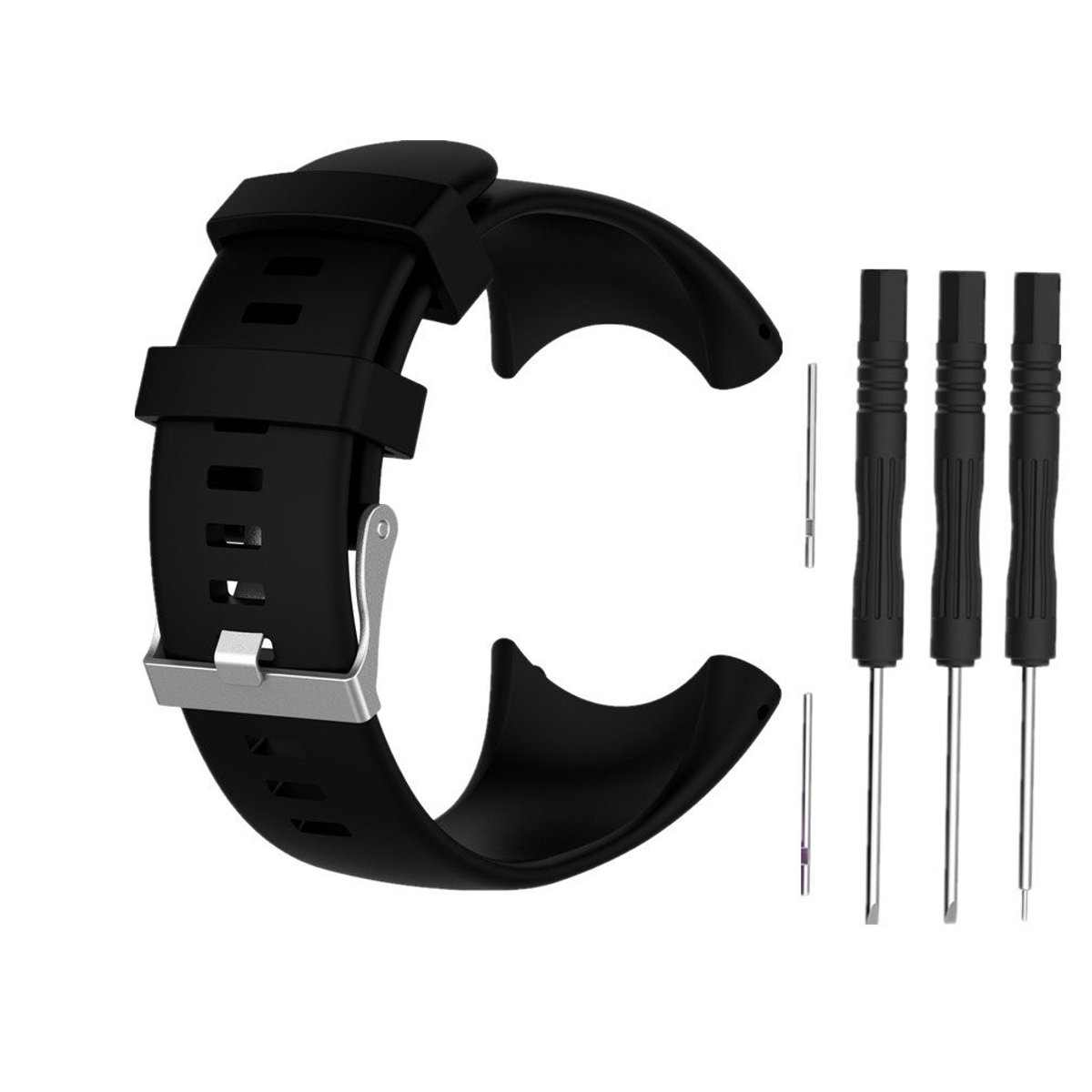 Dailygoods- Horlogeband Vervangend - Siliconen - Compatibel met Suunto Core All Black - Verstelbaar - Horlogegesp - Hoge kwaliteit - Sportarmband