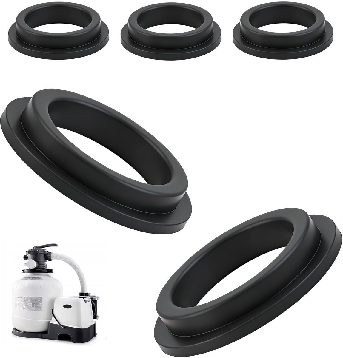 Dailygoods - 11228 Zwembadafdichtringen, 5 stuks, zwembadfilterpomp, afdichtringen, rubberen tules, O-ring, reserveonderdeel compatibel met Intex zandfilterinstallatie 26351EH 26351W 26361CA rubberen
