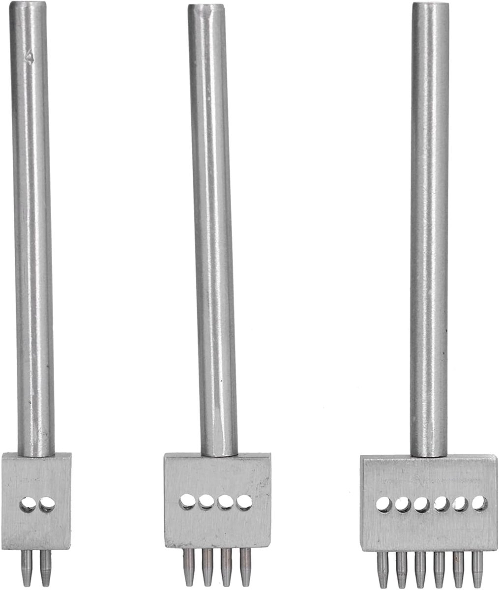 Leerpons Set - Gereedschap - Lederbewerking - Carbon Staal - 3 Delig - Zwart