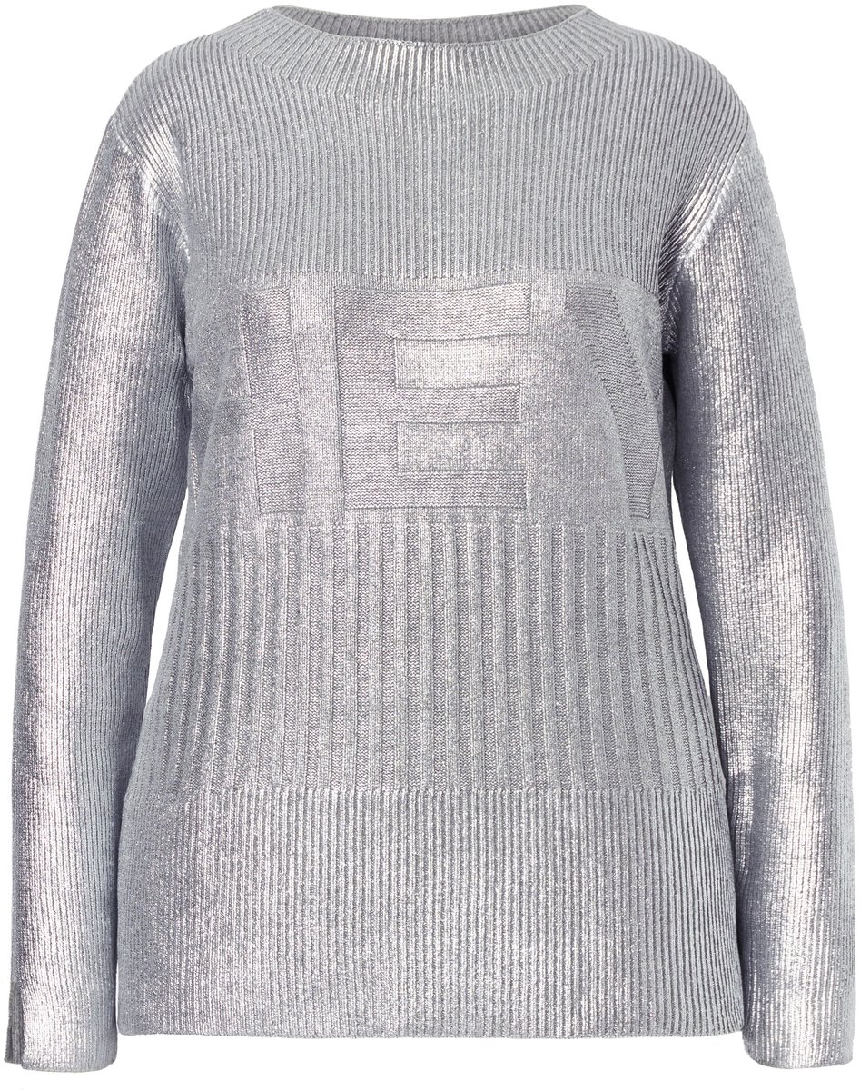 Laurasøn - Dames - Gebreide trui lange mouwen turtleneck - Grijs melange - Maat L