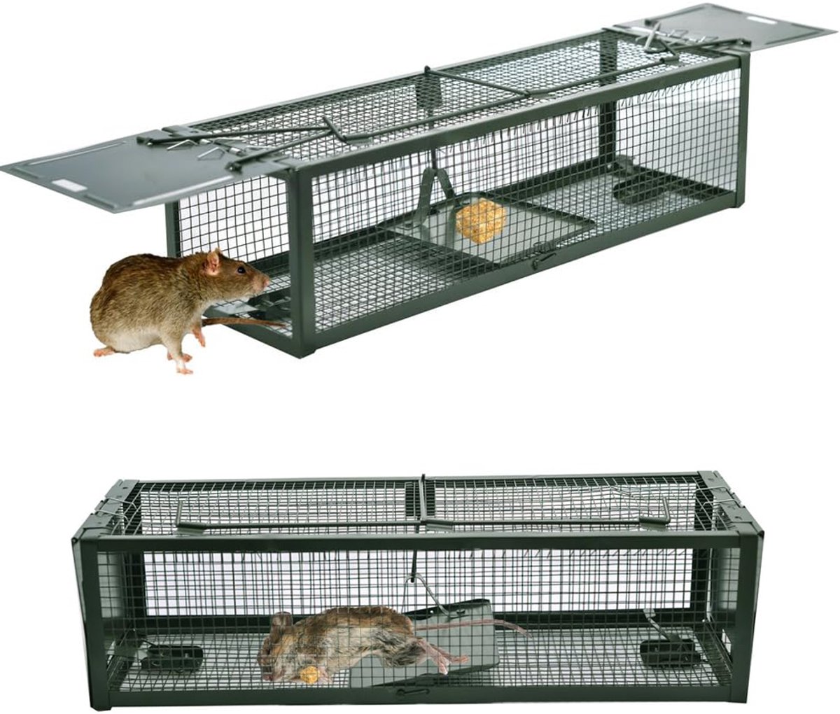 Diervriendelijke Kooi Voor Levende Dieren - Muizenvalkooi Met 2 Deuren - Rattenkooival - Voor Muizen/Hamsters/Eekhoorns/Knaagdieren
