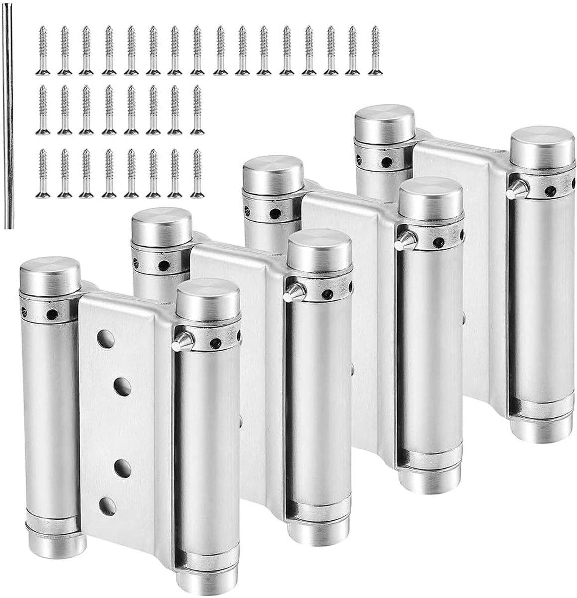 Dailygoods - 4 stuks veerscharnieren met dubbele actie van 4 inch, scharnieren van roestvrij staal met dubbele actie voor vleugeldeuren, toonbanken en cafés